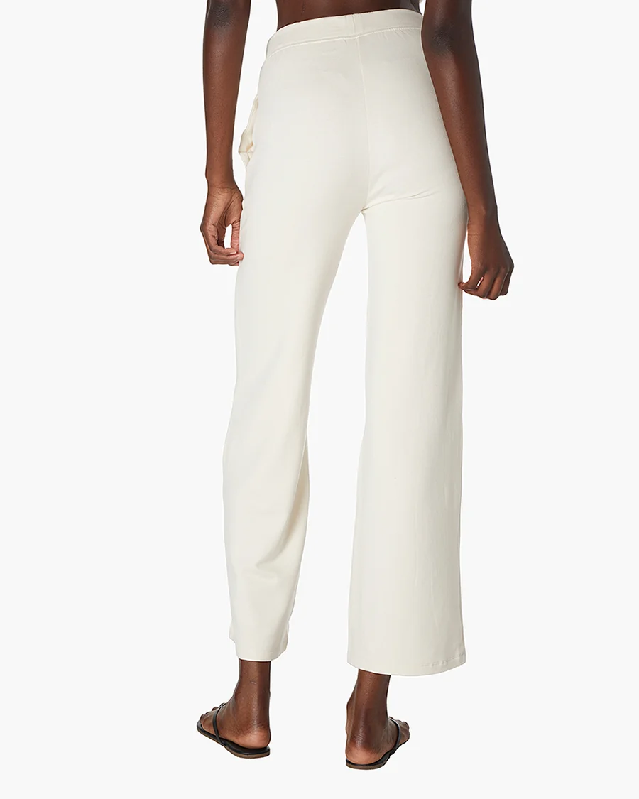 French Terry Wide Leg Pant - Cream - Image 4