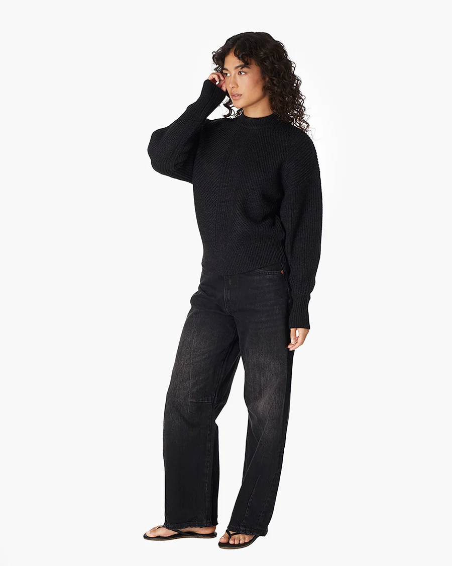 Merino Knit Crewneck - Black - Image 3