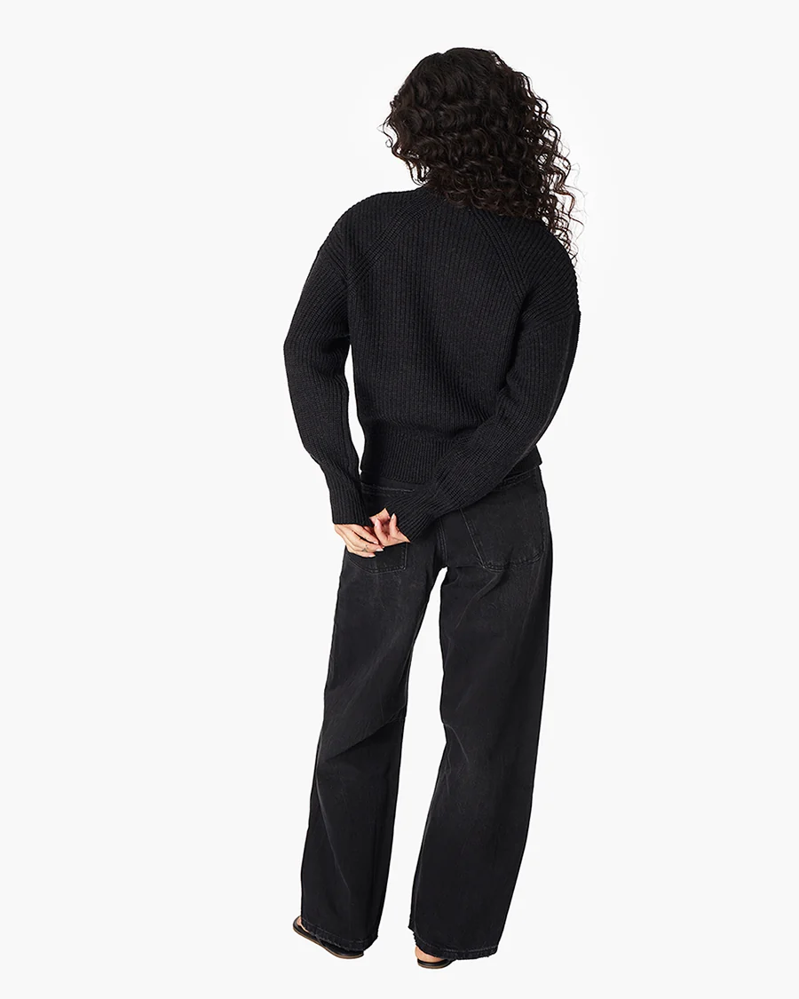 Merino Knit Crewneck - Black - Image 4