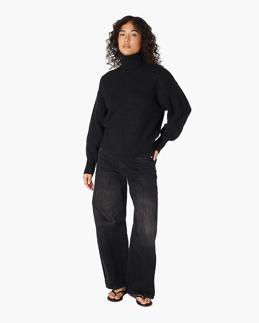 Merino Knit Turtleneck - Black - Image 2