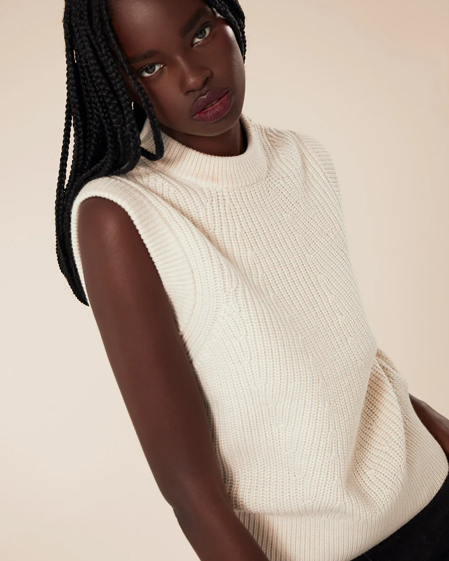 Merino Knit Vest - Cream - Image 6